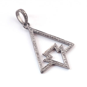 1 Pc Antique Finish Pave Diamond Designer Arrow Pendant - 925 Sterling Silver- Necklace Pendant 39mmx28mm PD1515