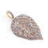 1 Pc Pave Diamond Leaf Pendant - Sterling Vermeil- Diamond Leaf - Necklace Jewelry 42mmx30mm Pd1415