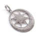 1 Pc Pave Diamond Round With Star Pendant Over 925 Sterling Silver -Round Star Pendant 40mmx33mm PD1445
