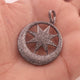 1 Pc Pave Diamond Round With Star Pendant Over 925 Sterling Silver -Round Star Pendant 40mmx33mm PD1445