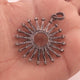 1 Pc Antique Finish Pave Diamond Sunburst With Double Cut Diamond Pendant - 925 Sterling Silver - Necklace Pendant 46mmx40mm PD1168