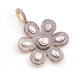 1 Pc Pave Diamond With Rosecut Diamond Flower Pendant Over 925 Sterling Silver & Vermeil - Polki Flower Pendant 38mmx34mm PD746