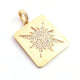 1 PC Genuine Pave Diamond Square Center In Star Pendant Over 925 Sterling Silver / Yellow Gold 33mmx29mm PD1833