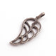 1 Pc Antique Finish Pave Diamond Feather Pendant - 925 Sterling Silver-Diamond Wing Pendant- Necklace Pendant 43mmx20mm PD1722