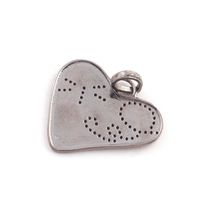 1 Pc Antique Finish Pave Diamond Heart With Butterfly Pendant - 925 Sterling Silver- Necklace Pendant 30mmx33mm PD1509