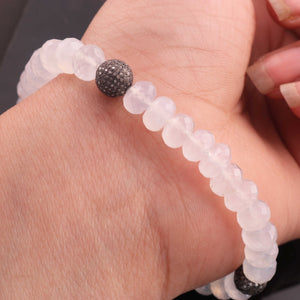 Natural Chalcedony Beaded Bracelet - Beads Bracelet -Single Wrap Bracelet- Gemstone Bracelet BB006