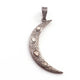 1 Pc Pave Diamond Crescent Moon With Rose Cut Diamond Pendant - 925 Sterling Silver 47mmx7mm PD667