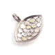 1 Pc Pave Diamond With Rose Cut Eye Pendant - 925 Sterling Silver - Necklace Pendant 28mmx42mm PD508