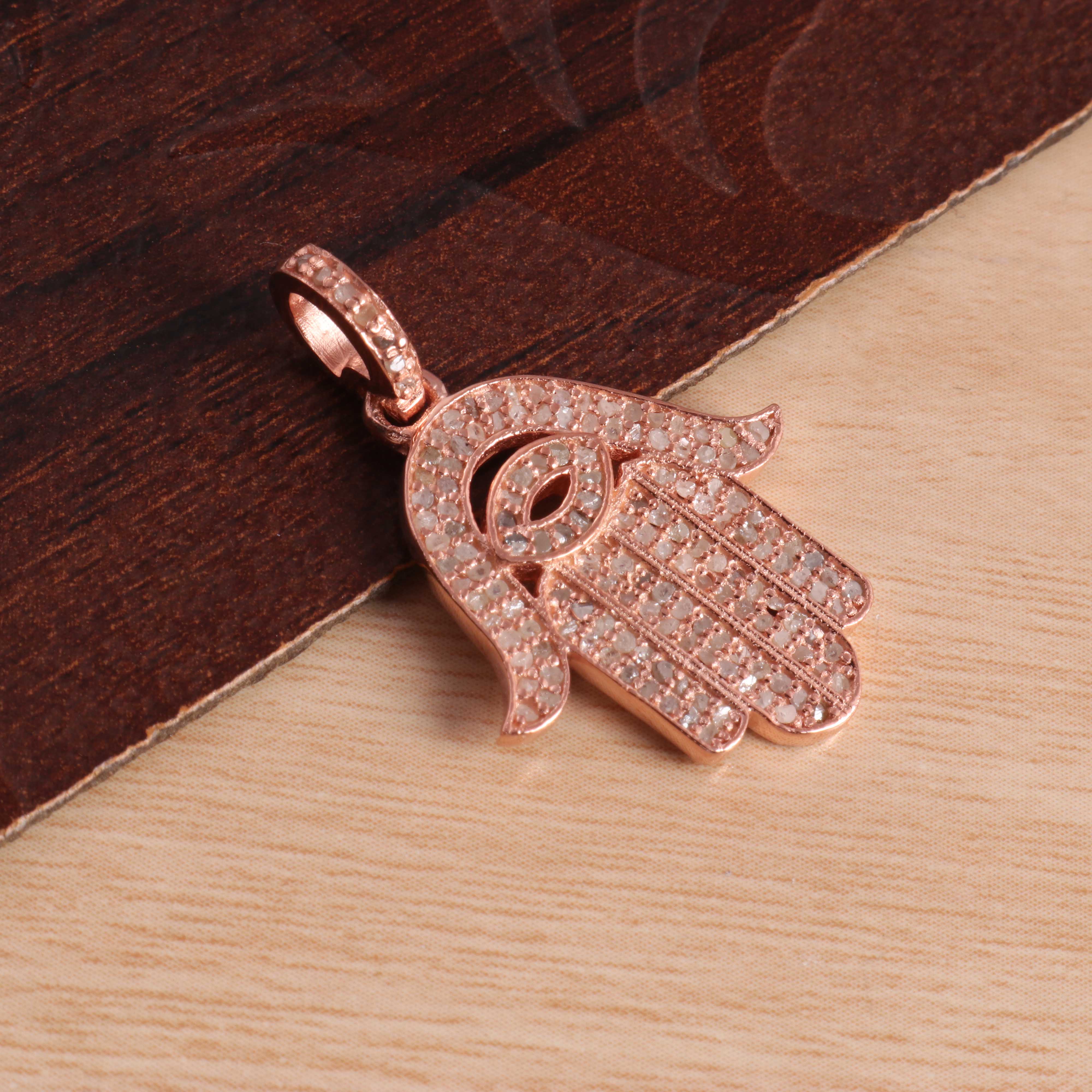 Pc Pave Diamond Hamsa With Evil Eye Pendant 925 Sterling Silver Hamsa Pendant 25mmx21mm PD1774