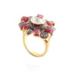 1 PC Beautiful Pave Diamond With Ruby Center in Rose Cut Diamond Ring  - Sterling Vermeil - Designer Polki Ring Size-8.5 RD011
