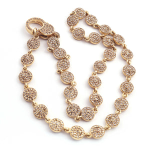 1 Necklace Pave Diamond Brass Necklace Chain - Brass - Necklace With Lock (Without Pendant) 26mmx15mm 16 Inches PD1788