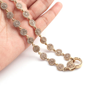 1 Necklace Pave Diamond Brass Necklace Chain - Brass - Necklace With Lock (Without Pendant) 26mmx15mm 16 Inches PD1788