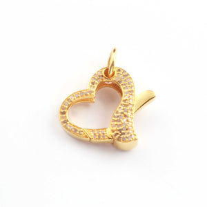 1 Pc Pave Diamond Heart Shape Designer Carabiner - Diamond Lock with Screw On Mechanism 20mmx21mm CB154