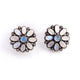 1 Pair Pave Diamond Genuine Rainbow Moonstone Studs With Back Stoppers - 925 Sterling Silver 17mm ED169