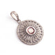 1 Pc Pave Diamond With Rosecut Flower Pendant - 925 Sterling Silver - Polki Round Pendant 29mmx10mm PD1775
