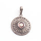 1 Pc Pave Diamond With Rosecut Flower Pendant - 925 Sterling Silver - Polki Round Pendant 29mmx10mm PD1775