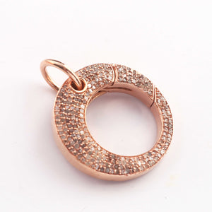 1 Pc Pave Diamond Round Shape Designer Carabiner - Diamond Lock with Screw On Mechanism 28mm CB155