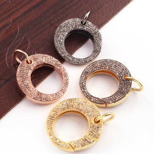 1 Pc Pave Diamond Round Shape Designer Carabiner - Diamond Lock with Screw On Mechanism 28mm CB155