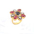 1 PC Beautiful Pave Diamond With Rose Cut Diamond Ring -Ruby & Black Onyx Ring - 925 Sterling Vermeil- Gemstone Ring Size-7.5 RD324