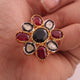 1 PC Beautiful Pave Diamond With Rose Cut Diamond Ring -Ruby & Black Onyx Ring - 925 Sterling Vermeil- Gemstone Ring Size-7.5 RD324