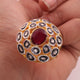 1 PC Pave Diamond with Rose Cut Diamond Center in Ruby Ring  - 925 Sterling Vermeil- Polki Ring Size-8.5 Rd327