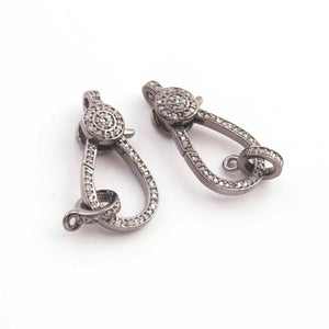1 PC Antique Finish Pave Diamond Lobsters Over 925 Sterling Silver - Double Sided Diamond Clasp 25mmx12mm LB279