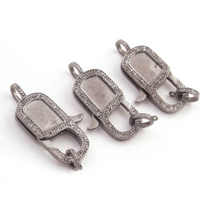 1 PC Antique Finish Pave Diamond Designer Lobsters Over 925 Sterling Silver - Double Sided Diamond Clasp 37mmx15mm LB284