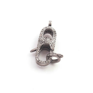 1 PC Antique Finish Pave Diamond Designer Lobsters Over 925 Sterling Silver - Double Sided Diamond Clasp 31mmx11mm LB285
