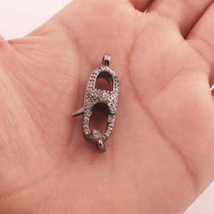 1 PC Antique Finish Pave Diamond Designer Lobsters Over 925 Sterling Silver - Double Sided Diamond Clasp 31mmx11mm LB285
