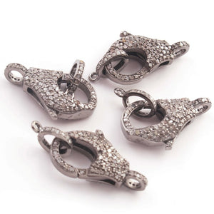 1 PC Antique Finish Pave Diamond Designer Lobsters Over 925 Sterling Silver - Double Sided Diamond Clasp 26mmx16mm LB287