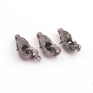 1 PC Antique Finish Pave Diamond Lobsters Over 925 Sterling Silver - Double Sided Diamond Clasp 16mmx10mm LB282