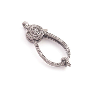 1 PC Antique Finish Pave Diamond Lobsters Over 925 Sterling Silver - Double Sided Diamond Clasp 40mmx19mm LB280