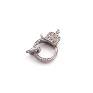 1 PC Antique Finish Pave Diamond Lobsters Over 925 Sterling Silver - Double Sided Diamond Clasp 26mmx16mm LB281