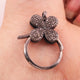 1 PC Pave Diamond Flower Lobster Clasp Antique Finish over Sterling Silver - Diamond On Both Sides 32mmx20mm LB201