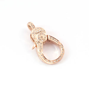 1 PC Pave Diamond Lobster Clasp Antique Finish over Sterling Silver- DIAMOND on Both Sides 26mmx13mm LB085