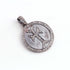 1 Pc Pave Diamond Designer Bakelite Cross Pendant - 925 Sterling Silver - Round Cross Pendant 22mmx21mm PD1013