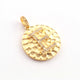 1 PC Pave Diamond Initial Letter "A,B,C,H,M,S,P" Round Shape Pendant Over 925 Sterling Vermeil-30mmx25mm PD903