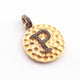 1 PC Pave Diamond Initial Letter "A,B,C,H,M,S,P" Round Shape Pendant Over 925 Sterling Vermeil-30mmx25mm PD903