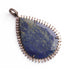 1 Pc Antique Finish Baguette Diamond, Blue Quartz Pear Pendant - 925 Sterling Silver - Necklace Pendant 56mmx39mm PD1202