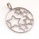 1 Pc Designer Pave Diamond Round Star Pendant - 925 Sterling Silver - Round Star Pendant 42mmx40mm Pd296