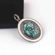 1 Pc Antique Finish Pave Diamond With Turquoise Designer Bakelite Oval Pendant - 925 Sterling Silver - Necklace Pendant RRPD083