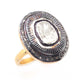 1 PC Beautiful Pave Diamond Ring Center in Rose Cut Diamond - 925 Sterling Vermeil- Oval Polki Ring Size-7 Rd232