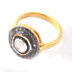 1 PC Pave Diamond Ring Center in Rose Cut Diamond - 925 Sterling Vermeil- Polki Ring Size-5.5 Rd119
