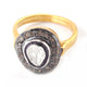 1 Pc Beautiful Pave Diamond - Rosecut (Polki) Diamond Designer Ring - 925 Sterling Vermeil - Fancy Ring Rd133