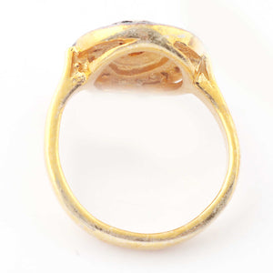 1 Pc Beautiful Pave Diamond - Rosecut (Polki) Diamond Designer Ring - 925 Sterling Vermeil - Fancy Ring Rd133