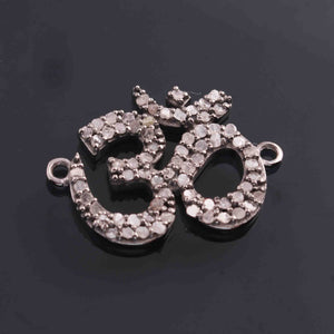 1 Pc Pave diamond 925 Sterling Silver OM Symbol Charm Pendant - 22mmX17mm PD1938