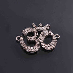 1 Pc Pave diamond 925 Sterling Silver OM Symbol Charm Pendant - 22mmX17mm PD1938