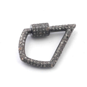 1 Pc Pave Diamond Lock- 925 Sterling Silver- Diamond Fancy Shape Lock with Screw On Mechanism 31mmx21mm GVCB003