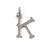 1 PC Pave Diamond Letter " K " Shape Pendant Over 925 Sterling Silver & Yellow Gold - 23mmx9mm-8mmx5mm PD991