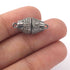 1 Pc Pave Diamond Antique Lock 925 Sterling Silver Diamond Link Two Loop Magenet Lock - 20mmx9mm GVCB018